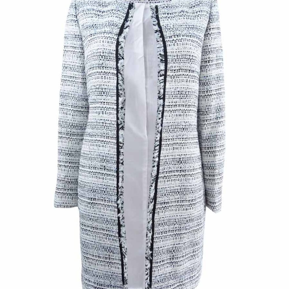 Tahari ASL Women's  Boucle Fringe-Trim Jacket